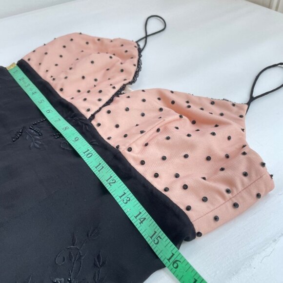 Argenti Silk Babydoll Slip Dress 10 Polka Dot Embroidered Beaded Cocktail Y2K - Picture 11 of 13